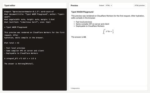 Typst WASM Playground — screenshot
