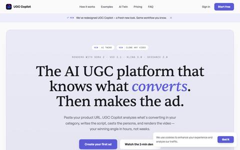AI UGC Ads Generator — Trend Analysis + Video in 5 Minutes | UGC Copilot — screenshot
