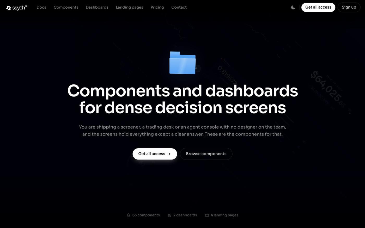 ssych ui — dark, data-dense React components — screenshot