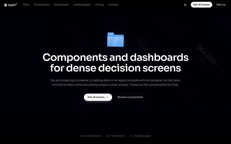 ssych ui — dark, data-dense React components — screenshot