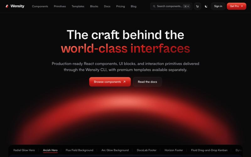 Wensity UI | Premium Components, Blocks and Templates for React and Next.js — screenshot