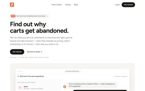 Talk to your users at the right moment · Uini — screenshot
