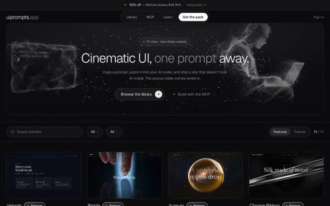 uiprompts.app — cinematic UI, one prompt away — screenshot