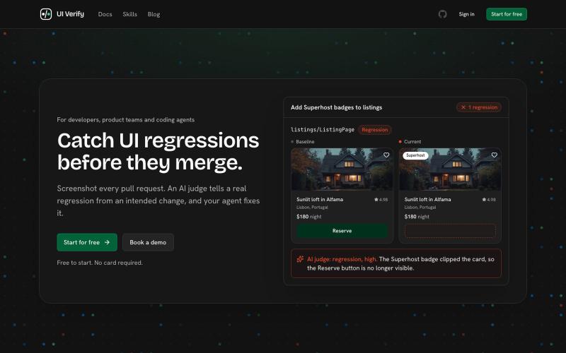 UI Verify · Visual testing for agents — screenshot