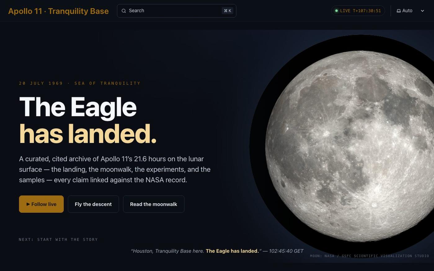 Apollo 11 — Tranquility Base — screenshot