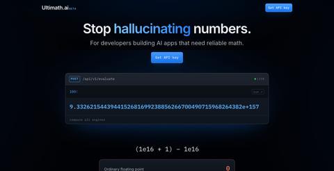 Ultimath — stop hallucinating numbers | math API + MCP — screenshot