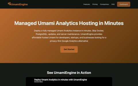 Managed Umami Analytics Hosting | Hosted Umami Analytics for $5/month — screenshot
