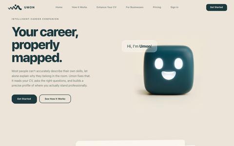 Umon maps your skills, builds your CV, and preps you for the job — screenshot