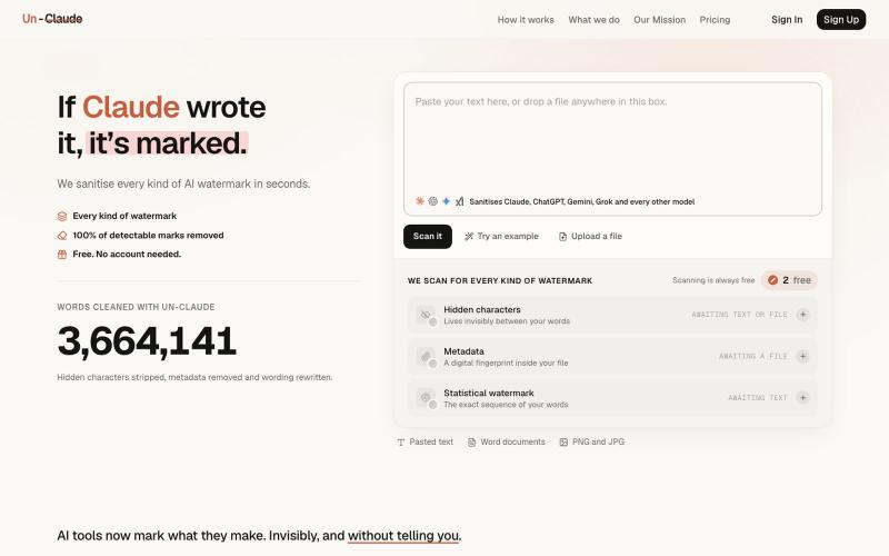 Un-Claude · AI Watermark Remover — screenshot