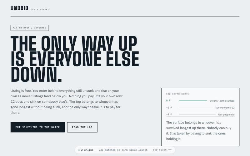 Undbid — the leaderboard you can only lose — screenshot