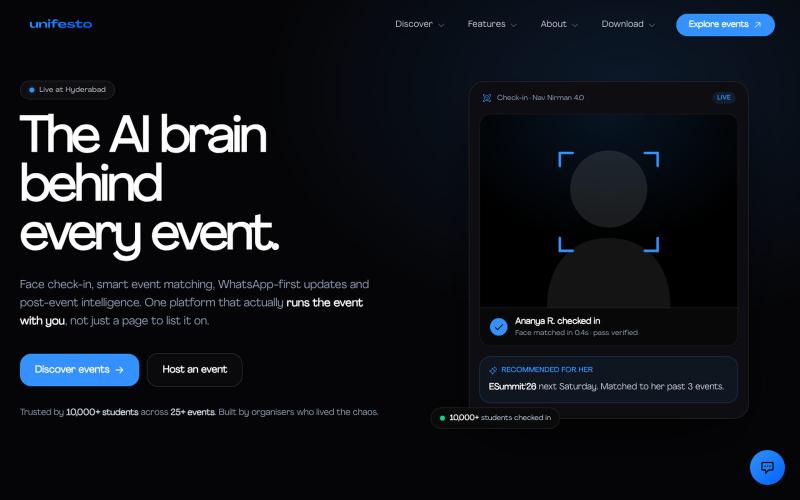 Unifesto - AI-Based Event Tech Management Platform for India — screenshot