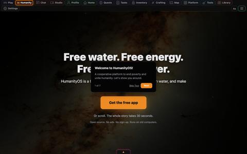 HumanityOS: Free water. Free energy. Free food. Forever. — screenshot