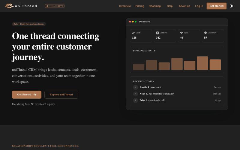 uniThread CRM | Connects with people — screenshot