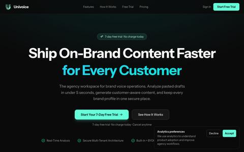 Univoice — Brand Voice Workflow for Marketing Agencies — screenshot