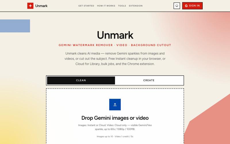 Unmark — Gemini Watermark Remover, Video & Background Cutout — screenshot