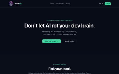 Unrot. Don't let AI rot your dev brain. — screenshot