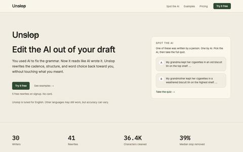 Unslop — Edit the AI out of your draft — screenshot