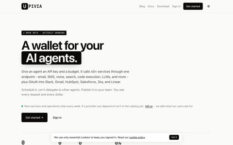Upivia - A wallet for your AI agents — screenshot