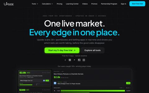 Upside | Live Odds, +EV & Sharp-Money Betting Tools — screenshot