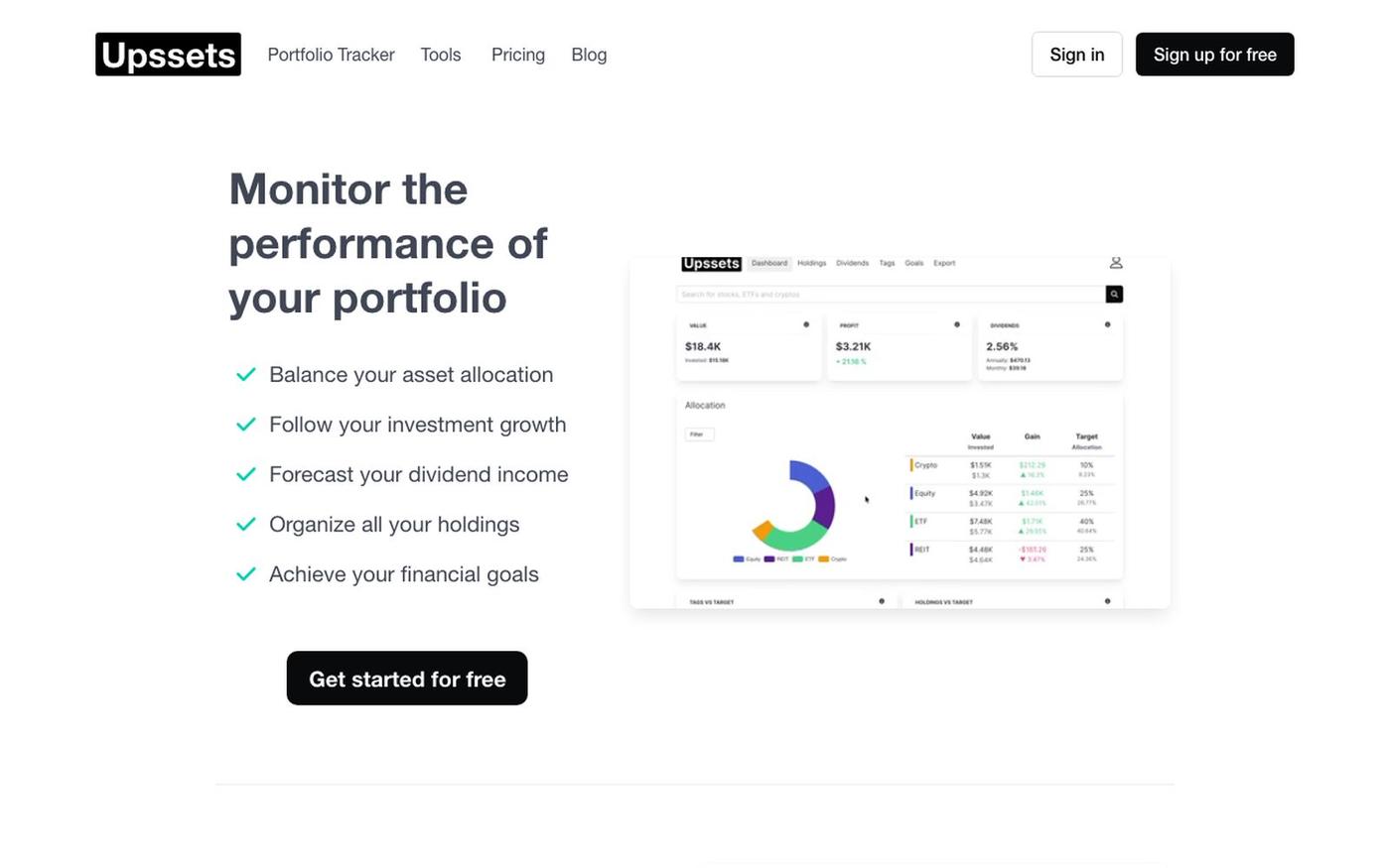 Upssets | The Ultimate Portfolio Tracker — screenshot