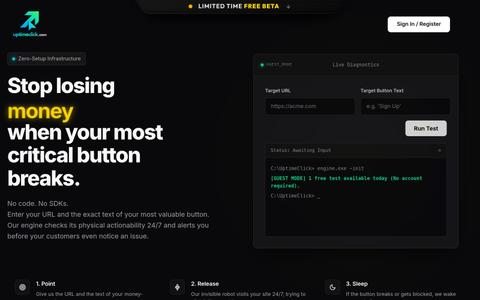 UptimeClick — Is Your Buy Button Actually Working? — screenshot