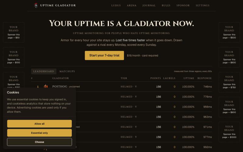 Uptime Gladiator — screenshot