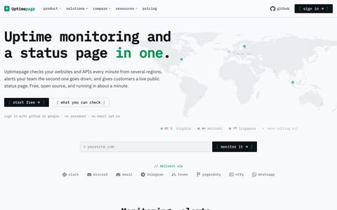 Uptimepage: open-source uptime monitoring & status pages — screenshot