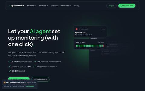 AI Agent Uptime Monitoring, No Signup | UptimeRobot — screenshot