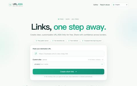 Free URL Shortener for Asia | Custom, Ad-Free Links — URL.ASIA — screenshot