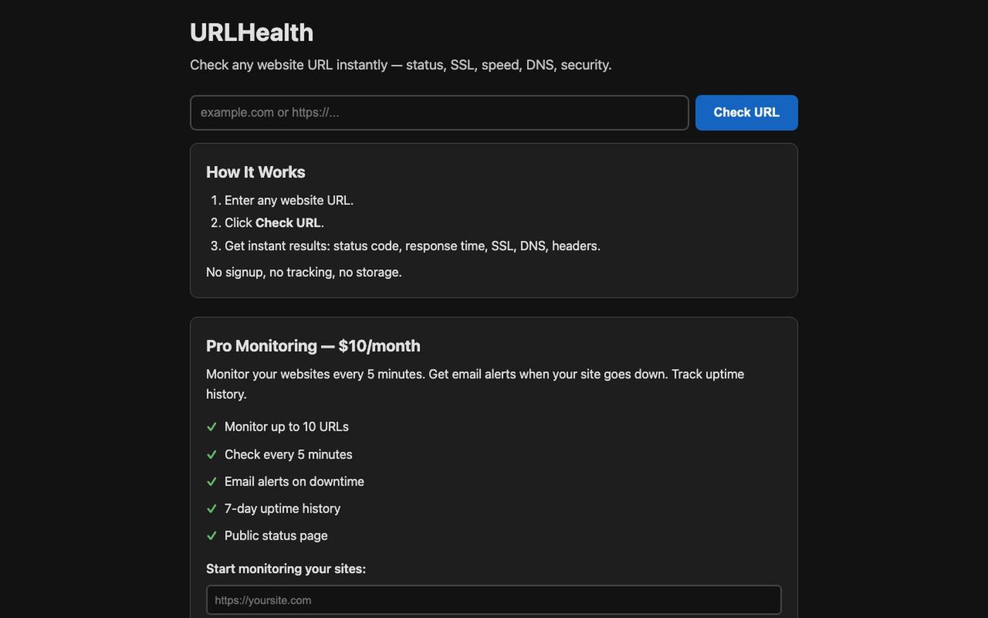 URLHealth – Free Website URL Health Checker — screenshot