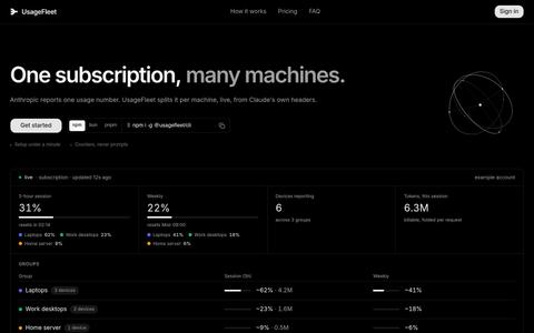 Coding agent usage tracker for your whole fleet — UsageFleet — screenshot