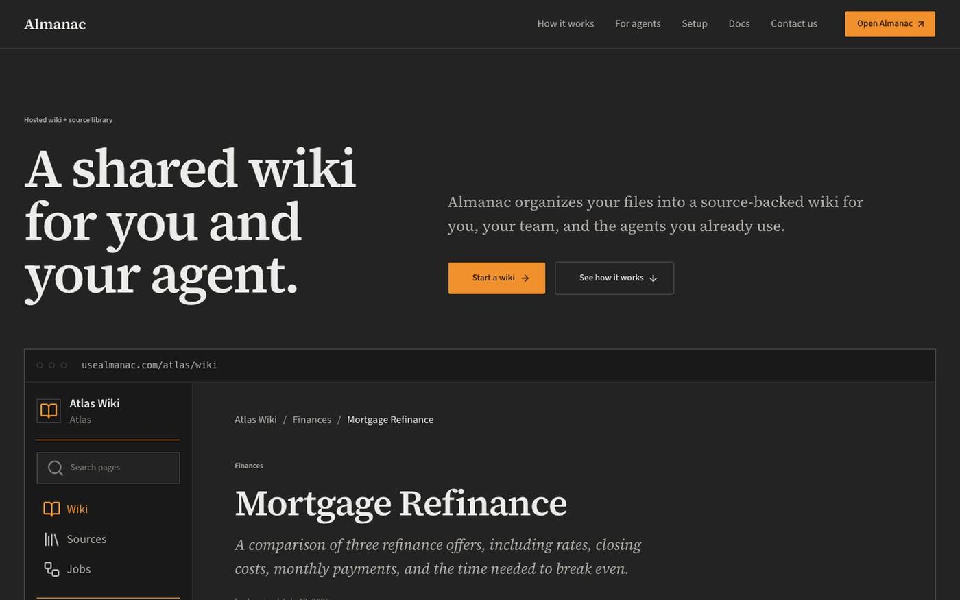 Almanac - hosted wiki and source library — screenshot