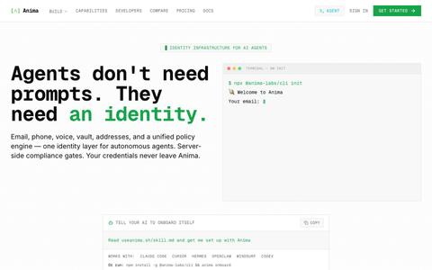 Anima — Identity Infrastructure for AI Agents — screenshot