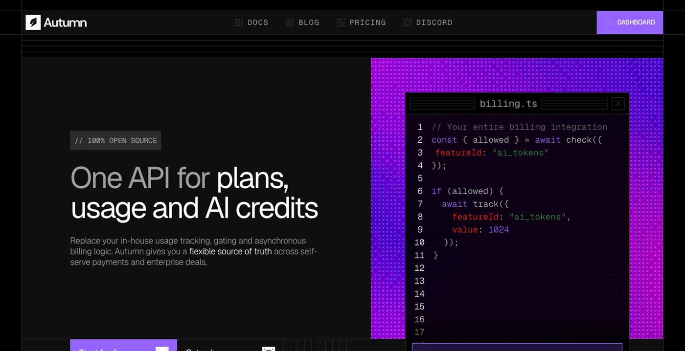 Billing Infrastructure for AI Startups | Autumn — screenshot