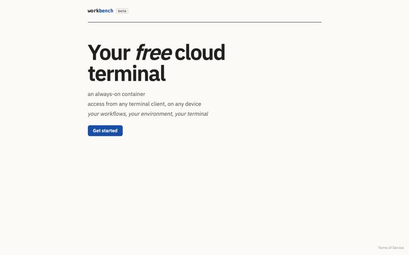 workbench — your free cloud terminal — screenshot