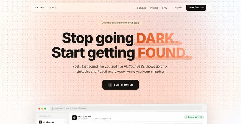 Boostlane - Distribution system for founders — screenshot