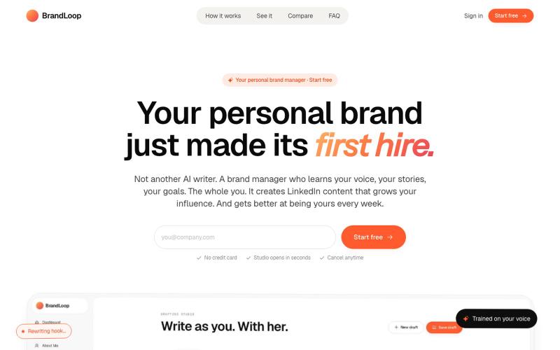 BrandLoop | AI Personal Brand Manager — screenshot