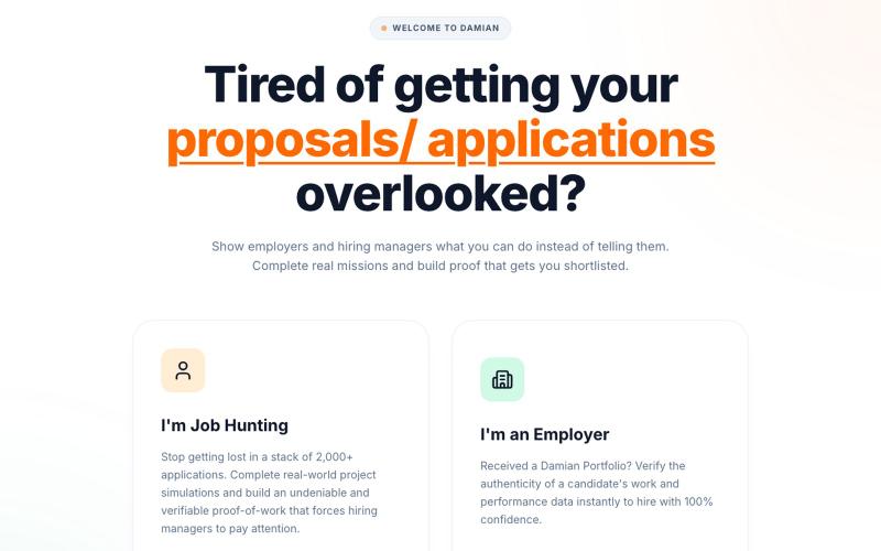 Damian | Build Your Proof of Work — screenshot