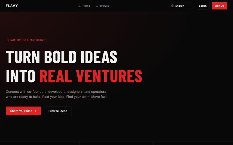 Flavy — Startup Idea Collaboration App — screenshot