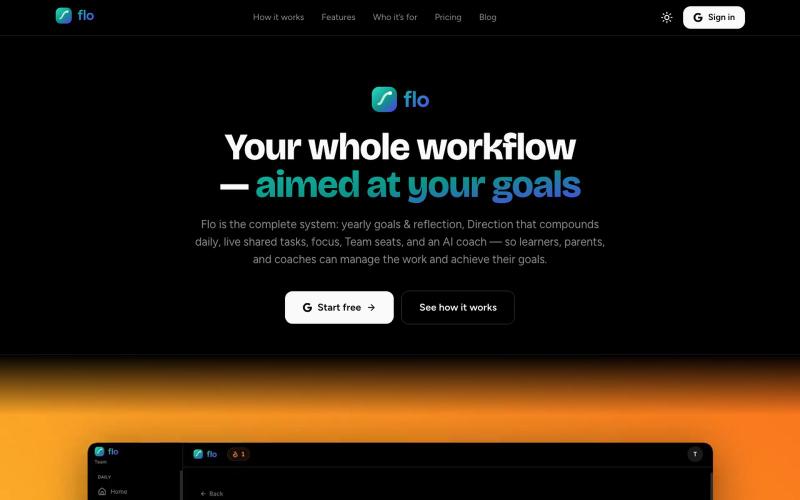 flo — Your whole workflow, aimed at your goals — screenshot