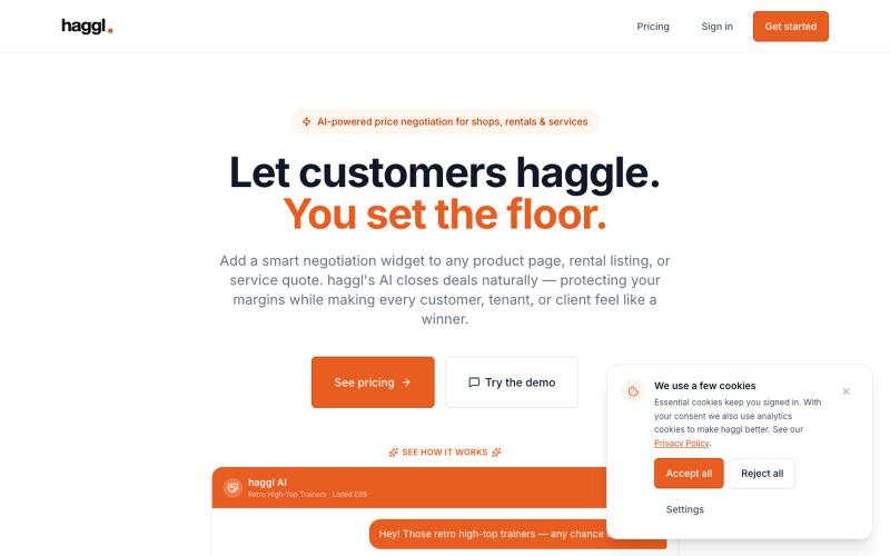 haggl — AI price negotiation for shops, rentals & services — screenshot