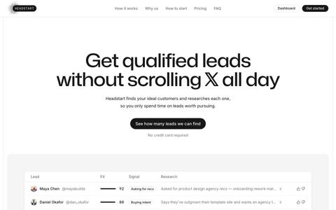 Headstart — Get qualified leads without scrolling X all day — screenshot