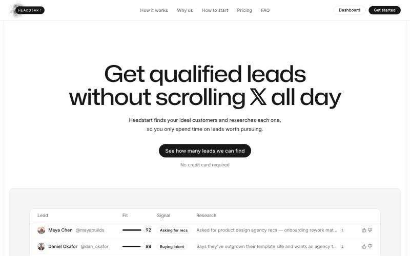 Headstart — Get qualified leads without scrolling X all day — screenshot
