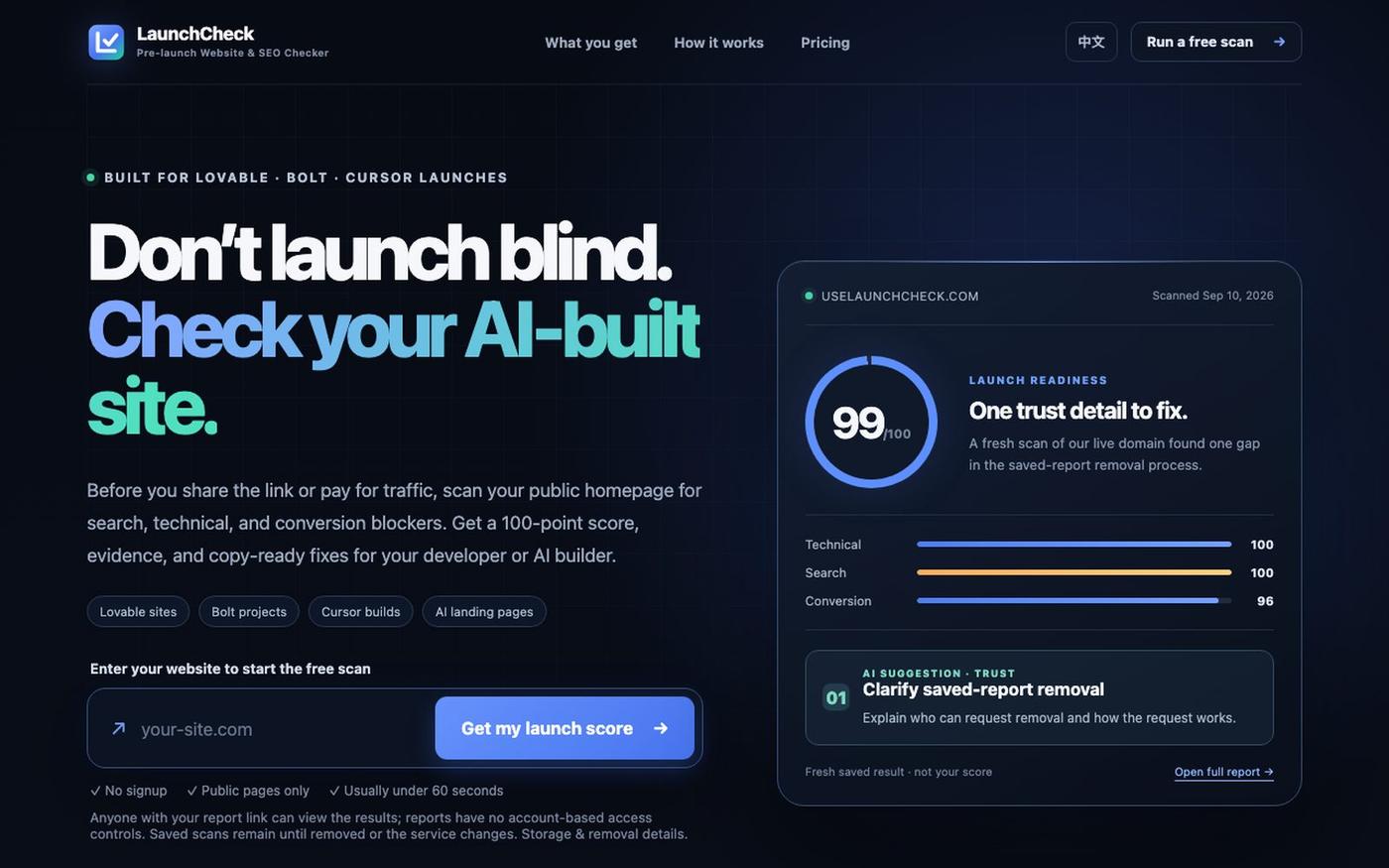 LaunchCheck — Pre-launch Website & SEO Checker — screenshot