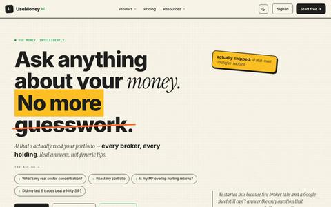 UseMoney AI - Use money. Intelligently. — screenshot