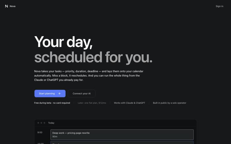 Nova — Your day, scheduled for you. — screenshot