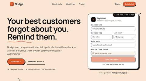 Nudge - Bring back your lost customers, automatically. — screenshot