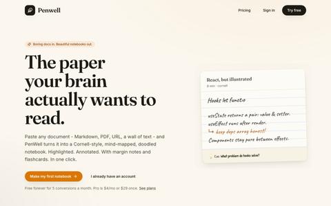 Penwell - Turn boring docs into beautiful notebooks — screenshot