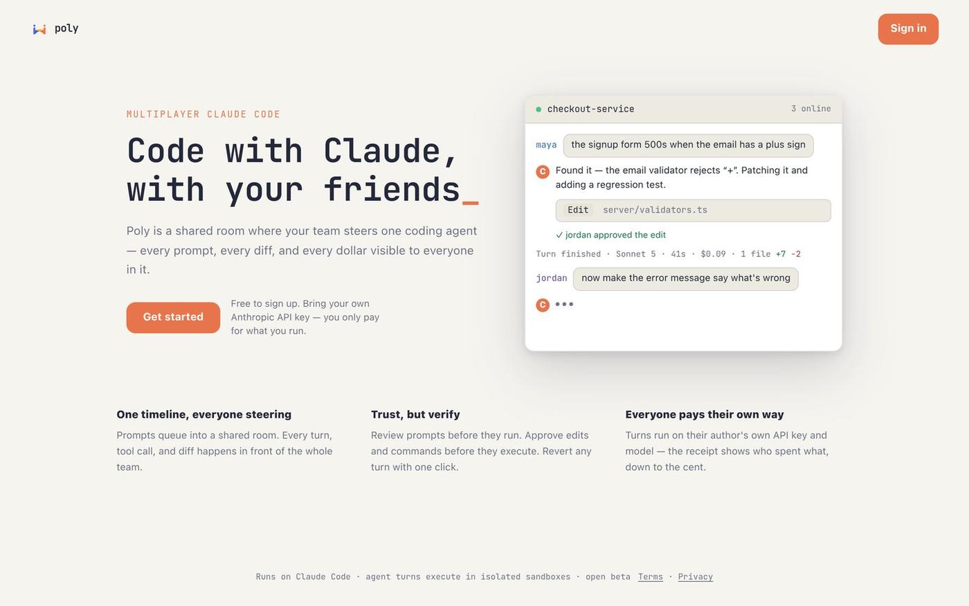 Poly — multiplayer Claude Code — screenshot