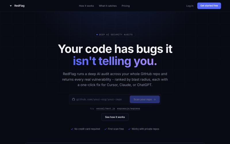 RedFlag - AI security scanner for your codebase — screenshot